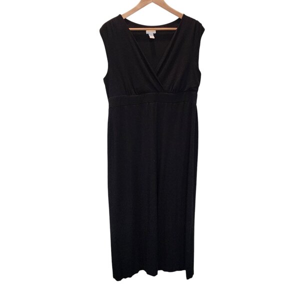 Chicos Black Sleeveless Faux Wrap Dress Size L‎ Rayon/Spandex Blend - Picture 10 of 10